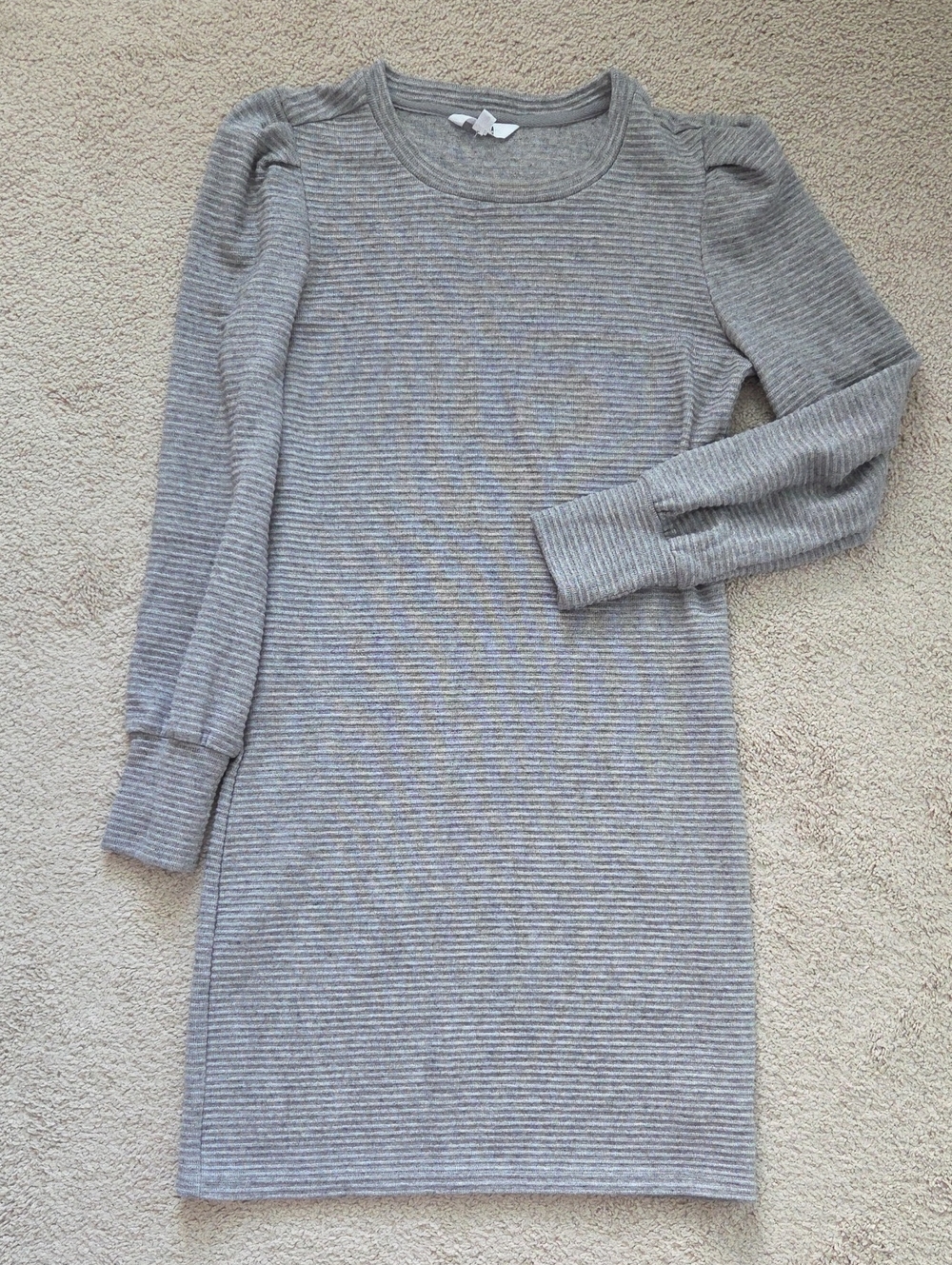 BB Dakota Light Gray Ribbed Scoop Neck Sweater Dress
